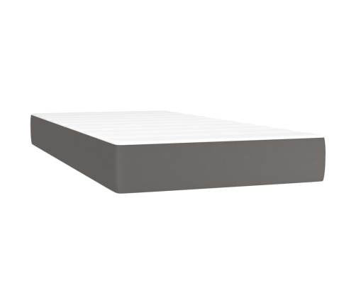 Cama box spring con colchón LED cuero sintético gris 120x190 cm