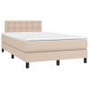 Cama box spring colchón LED cuero sintético capuchino 120x190cm