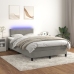 Cama box spring colchón y LED terciopelo gris claro 120x190 cm