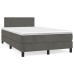 Cama box spring colchón y LED terciopelo gris oscuro 120x190 cm