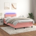 Cama box spring con colchón y LED terciopelo rosa 120x190 cm