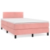 Cama box spring con colchón y LED terciopelo rosa 120x190 cm