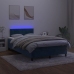 Cama box spring colchón y LED terciopelo azul oscuro 120x190 cm