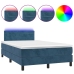 Cama box spring colchón y LED terciopelo azul oscuro 120x190 cm