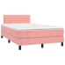 Cama box spring con colchón y LED terciopelo rosa 120x190 cm