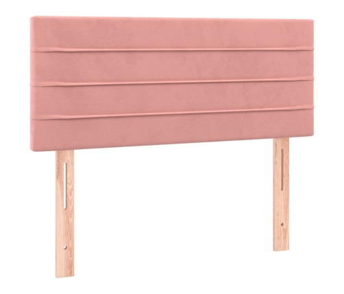 Cama box spring con colchón y LED terciopelo rosa 120x190 cm