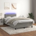 Cama box spring colchón y LED terciopelo gris claro 120x190 cm