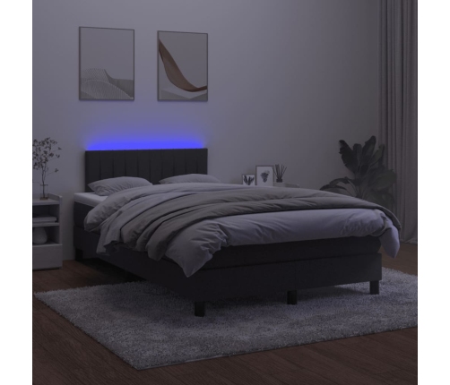 Cama box spring con colchón y LED terciopelo negro 120x190 cm