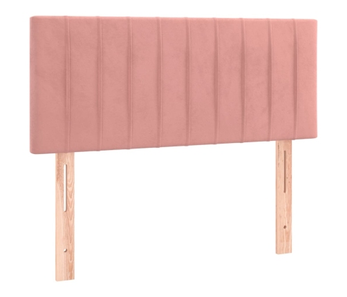 Cama box spring con colchón y LED terciopelo rosa 120x190 cm