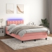 Cama box spring con colchón y LED terciopelo rosa 120x190 cm