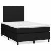 Cama box spring con colchón y luces LED tela negro 120x190 cm