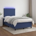 Cama box spring con colchón y luces LED tela azul 120x190 cm