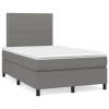 Cama box spring con colchón y LED tela marrón oscuro 120x190 cm