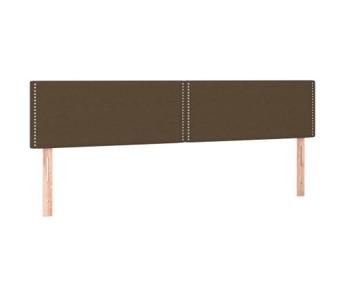 Cama box spring con colchón y LED tela marrón oscuro 120x190 cm