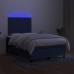 Cama box spring con colchón y luces LED tela azul 120x190 cm