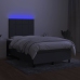 Cama box spring con colchón y LED tela marrón oscuro 120x190 cm