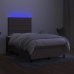 Cama box spring con colchón y LED tela gris taupe 120x190 cm