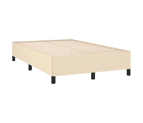 Cama box spring con colchón y luces LED tela crema 120x190 cm