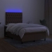 Cama box spring con colchón y LED tela marrón oscuro 120x190 cm