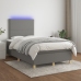 Cama box spring con colchón y LED tela marrón oscuro 120x190 cm