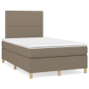 Cama box spring con colchón y LED tela gris taupe 120x190 cm