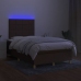 Cama box spring con colchón y LED tela marrón oscuro 120x190 cm