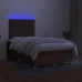 Cama box spring con colchón y LED tela marrón oscuro 120x190 cm