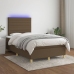 Cama box spring con colchón y LED tela marrón oscuro 120x190 cm