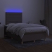 Cama box spring con colchón y LED tela gris taupe 120x190 cm