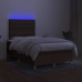 Cama box spring con colchón y LED tela marrón oscuro 120x190 cm