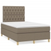 Cama box spring con colchón y LED tela gris taupe 120x190 cm