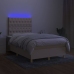 Cama box spring con colchón y luces LED tela crema 120x190 cm