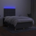 Cama box spring con colchón y LED tela marrón oscuro 120x190 cm