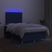 Cama box spring con colchón y luces LED tela azul 120x190 cm