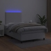 Cama box spring colchón y LED cuero sintético blanco 120x190 cm