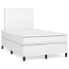 Cama box spring colchón y LED cuero sintético blanco 120x190 cm