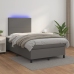 Cama box spring con colchón LED cuero sintético gris 120x190 cm