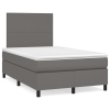 Cama box spring con colchón LED cuero sintético gris 120x190 cm