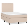 Cama box spring colchón LED cuero sintético capuchino 120x190cm