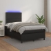 Cama box spring con colchón LED cuero sintético negro 120x190cm