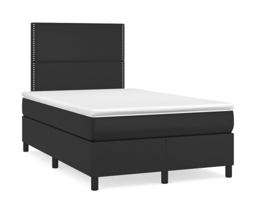 Cama box spring con colchón LED cuero sintético negro 120x190cm