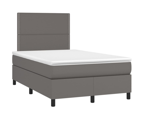 vidaXL Cama box spring con colchón LED cuero sintético gris 120x190 cm