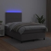 Cama box spring con colchón LED cuero sintético gris 120x190 cm