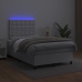 Cama box spring colchón y LED cuero sintético blanco 120x190 cm