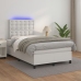 Cama box spring colchón y LED cuero sintético blanco 120x190 cm