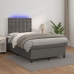 Cama box spring con colchón LED cuero sintético gris 120x190 cm