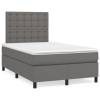 Cama box spring con colchón LED cuero sintético gris 120x190 cm