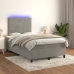 Cama box spring colchón y LED terciopelo gris claro 120x190 cm