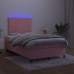 Cama box spring con colchón y LED terciopelo rosa 120x190 cm