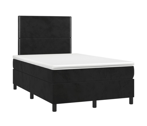 Cama box spring con colchón y LED terciopelo negro 120x190 cm